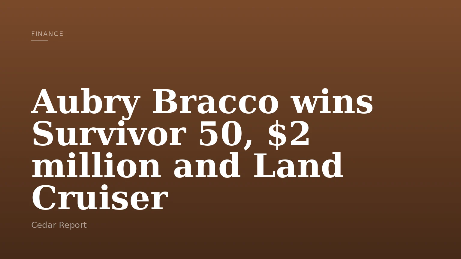 Aubry Bracco wins Survivor 50, $2 million and Land Cruiser