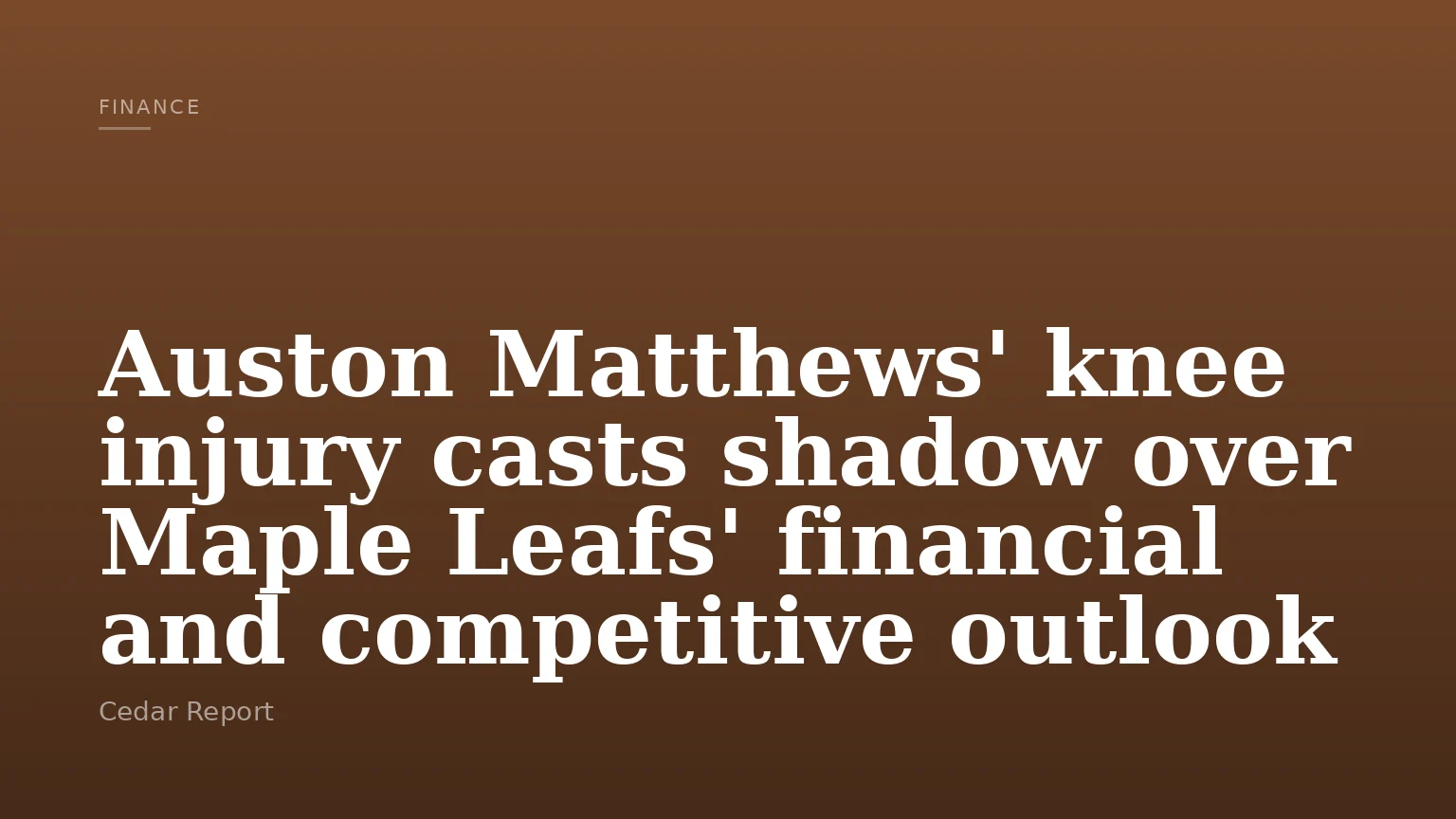 Auston Matthews' knee injury casts shadow over Maple Leafs' financial and competitive outlook