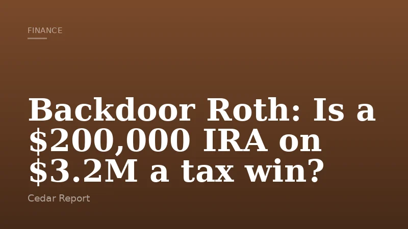 Backdoor Roth: Is a $200,000 IRA on $3.2M a tax win?