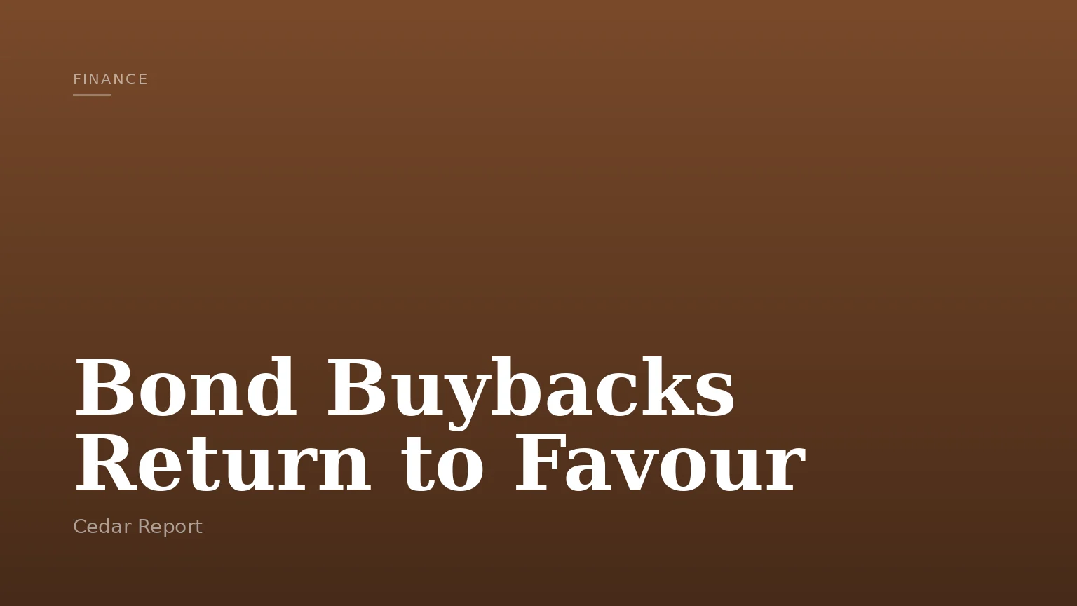 Bond Buybacks Return to Favour