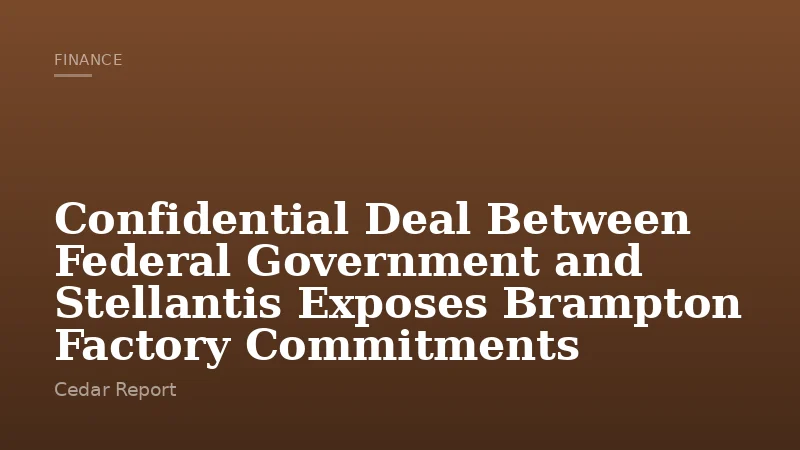 Confidential Deal Between Federal Government and Stellantis Exposes Brampton Factory Commitments