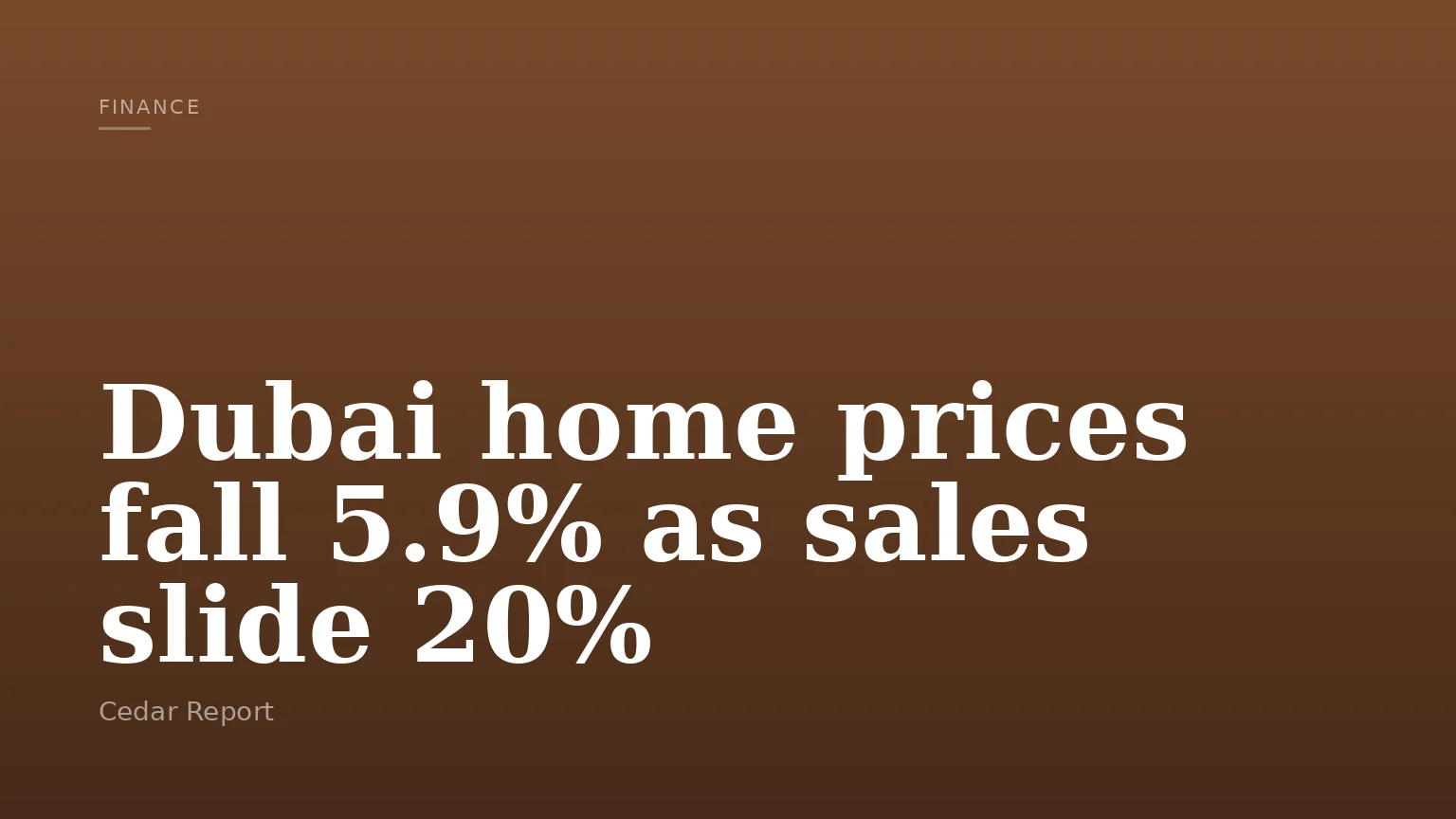 Dubai home prices fall 5.9% as sales slide 20%
