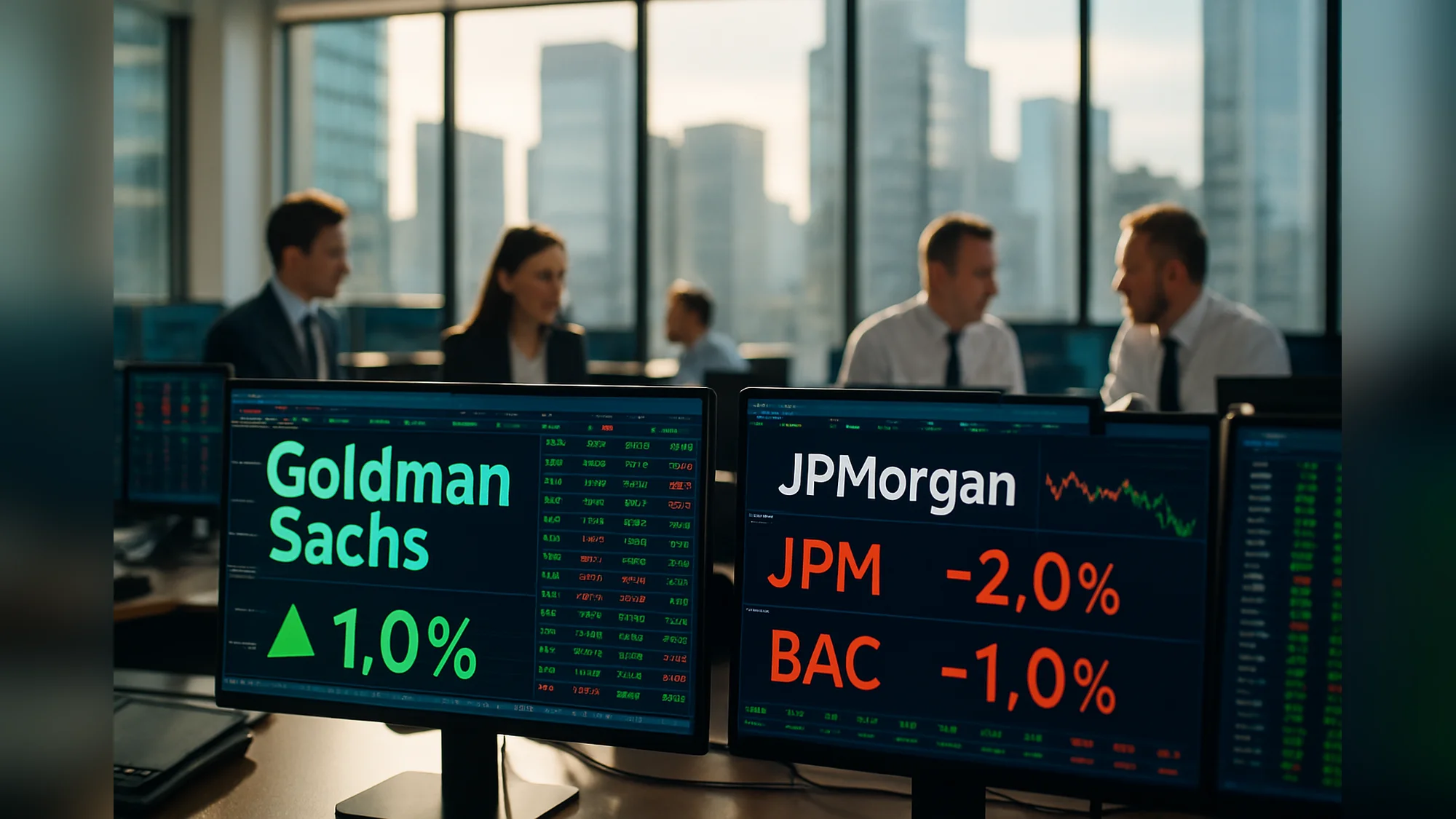 Goldman up 1% as JPMorgan and BofA slide