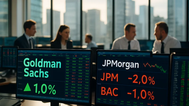 Goldman up 1% as JPMorgan and BofA slide