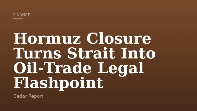 Hormuz Closure Turns Strait Into Oil‑Trade Legal Flashpoint