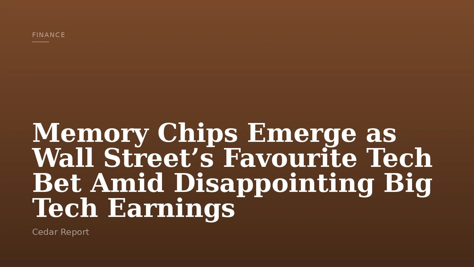 Memory Chips Emerge as Wall Street’s Favourite Tech Bet Amid Disappointing Big Tech Earnings