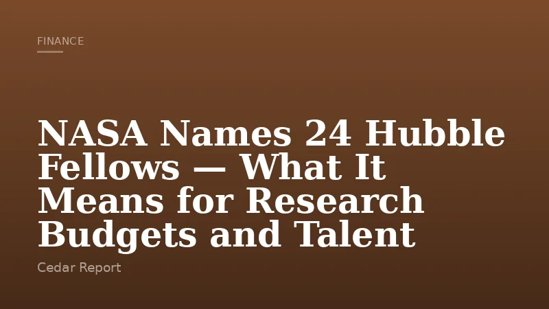 NASA Names 24 Hubble Fellows — What It Means for Research Budgets and Talent