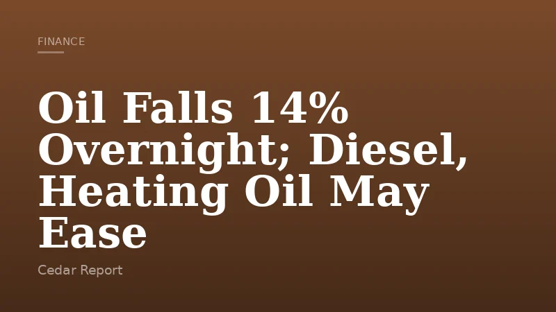 Oil Falls 14% Overnight; Diesel, Heating Oil May Ease