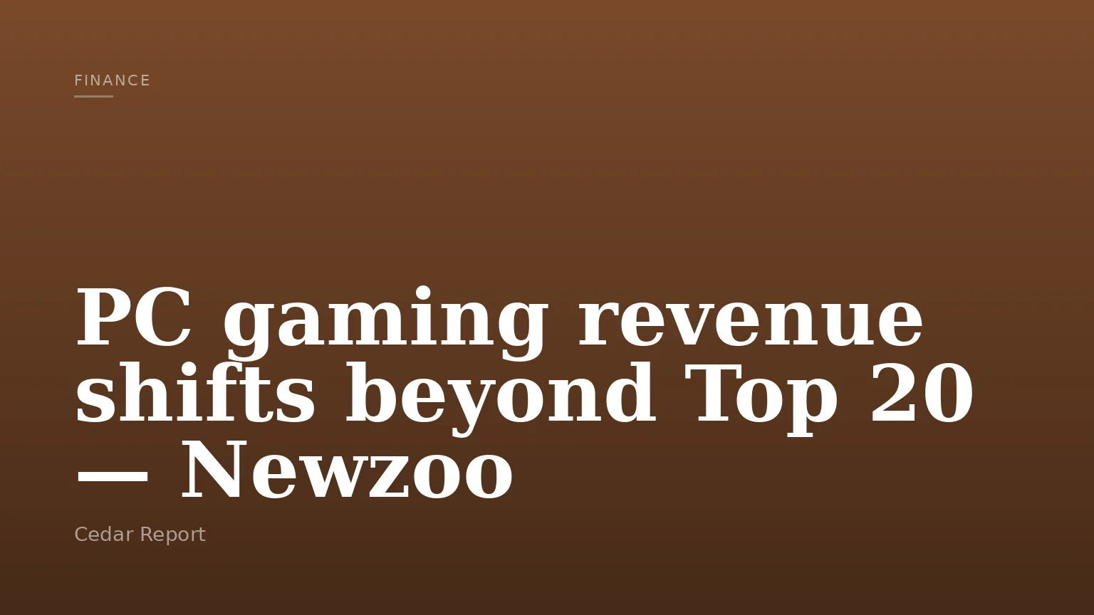 PC gaming revenue shifts beyond Top 20 — Newzoo