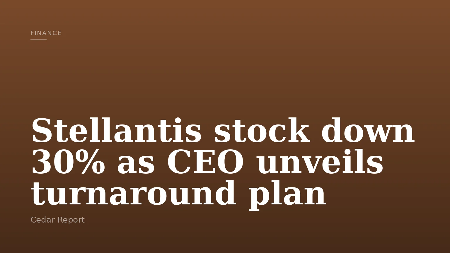Stellantis stock down 30% as CEO unveils turnaround plan