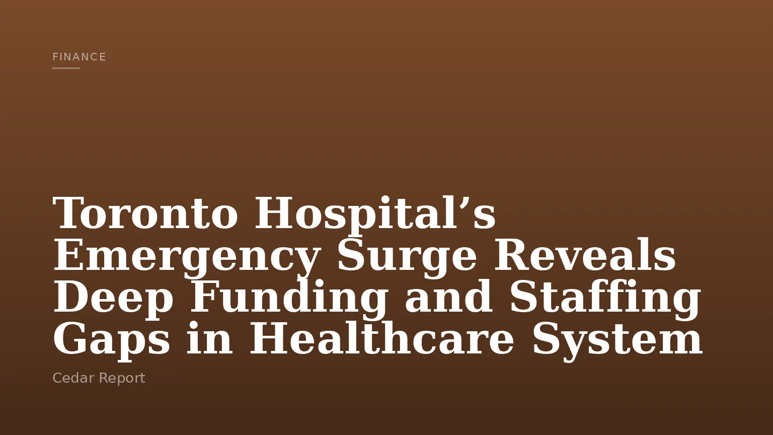 Toronto Hospital’s Emergency Surge Reveals Deep Funding and Staffing Gaps in Healthcare System