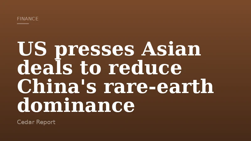 US presses Asian deals to reduce China's rare-earth dominance
