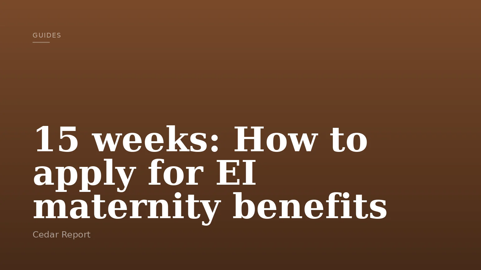 15 weeks: How to apply for EI maternity benefits