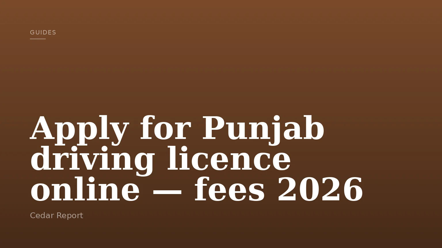 Apply for Punjab driving licence online — fees 2026