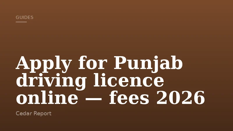 Apply for Punjab driving licence online — fees 2026