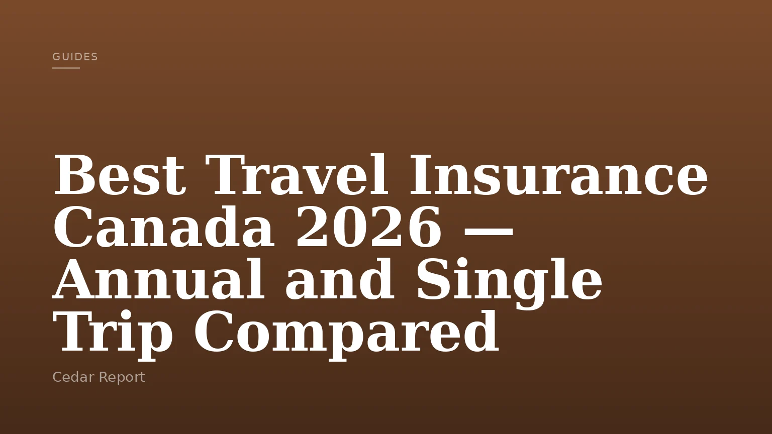 Best Travel Insurance Canada 2026 — Annual and Single Trip Compared