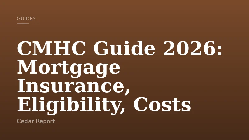 CMHC Guide 2026: Mortgage Insurance, Eligibility, Costs