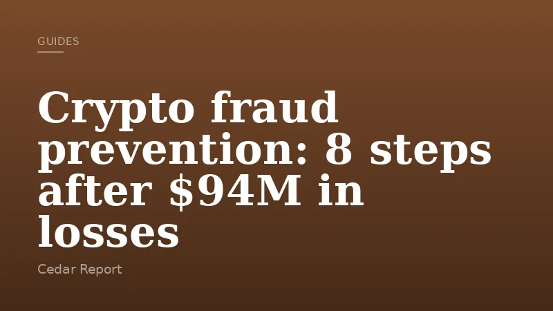 Crypto fraud prevention: 8 steps after $94M in losses