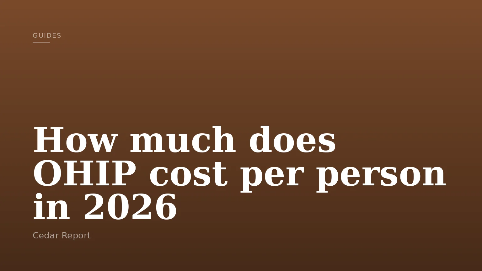 How much does OHIP cost per person in 2026