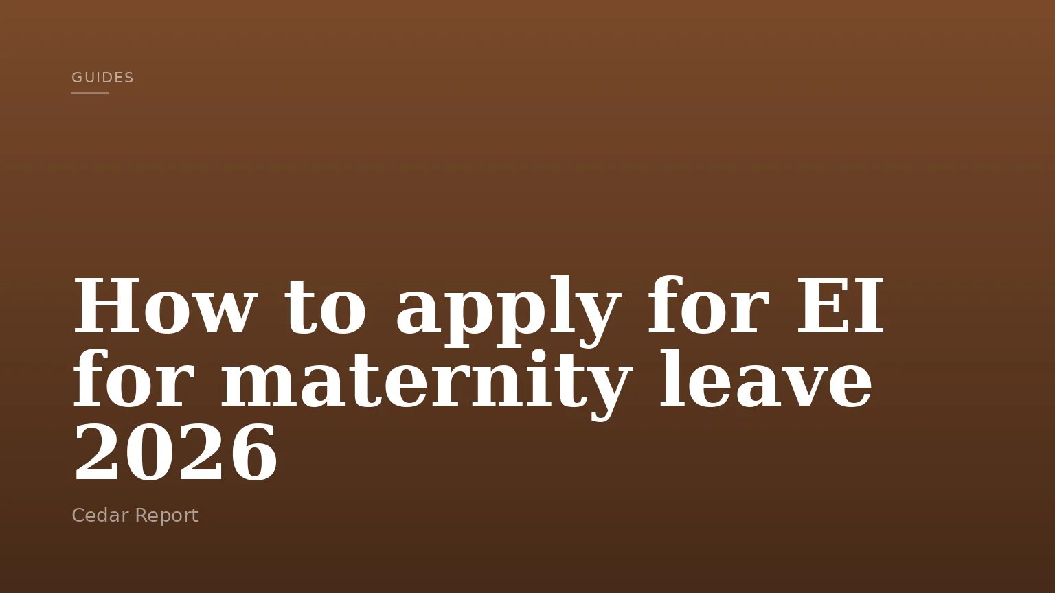How to apply for EI for maternity leave 2026