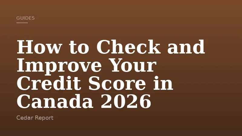 How to Check and Improve Your Credit Score in Canada 2026