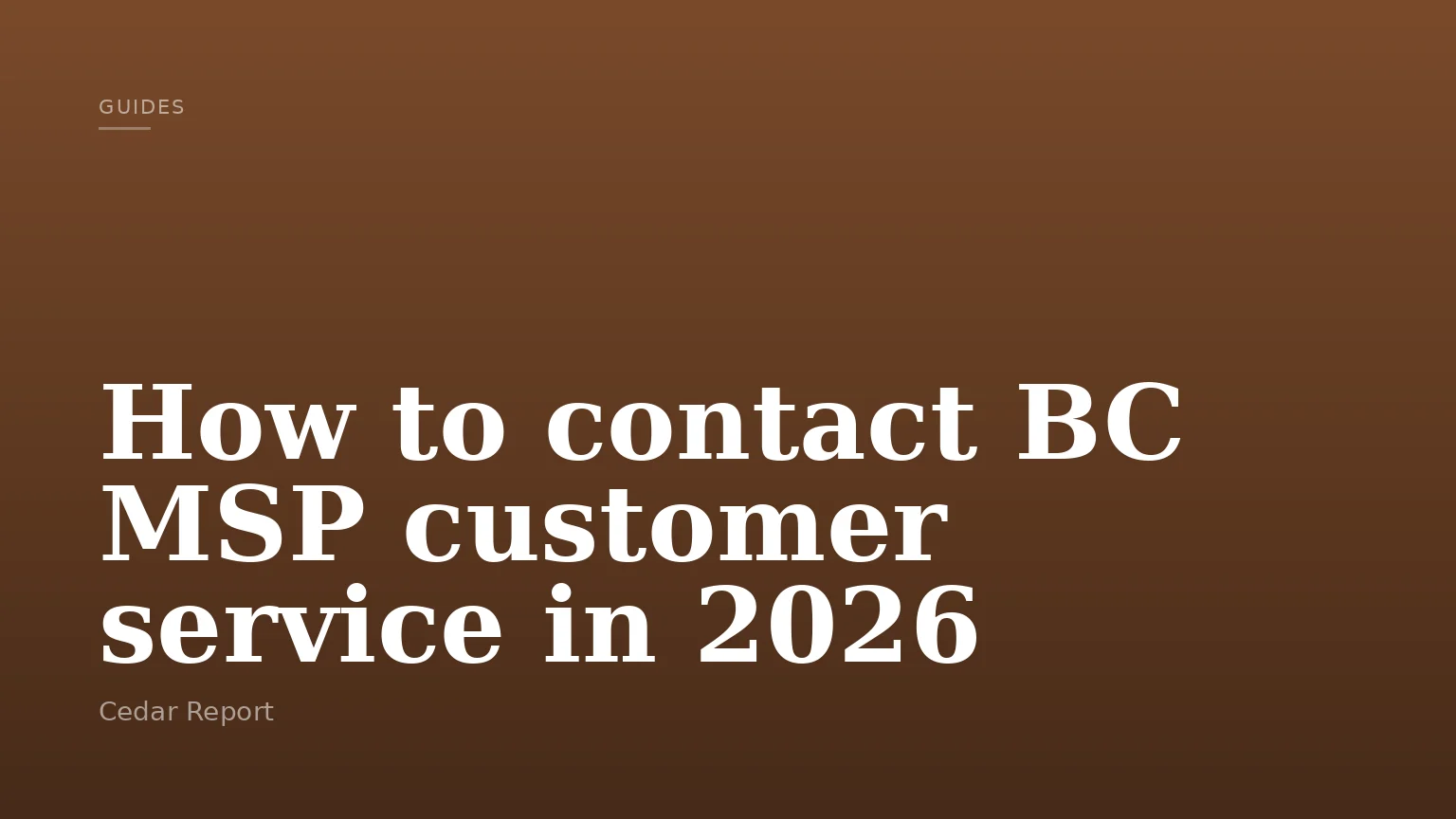 How to contact BC MSP customer service in 2026