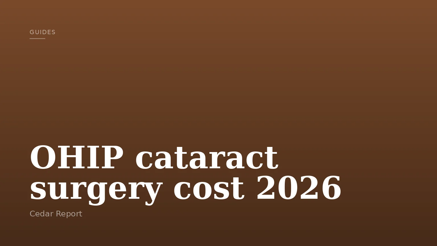 OHIP cataract surgery cost 2026