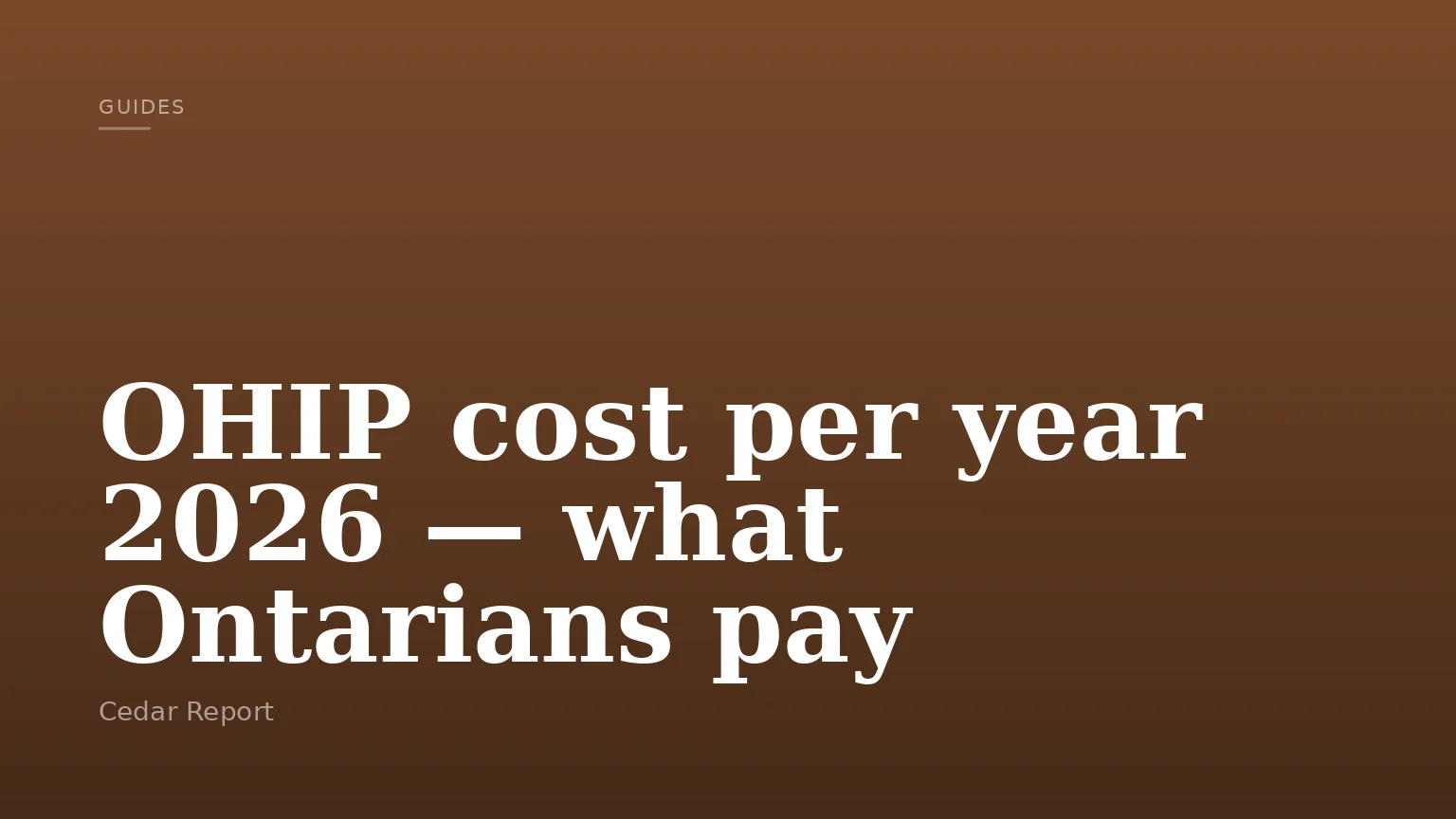 OHIP cost per year 2026 — what Ontarians pay