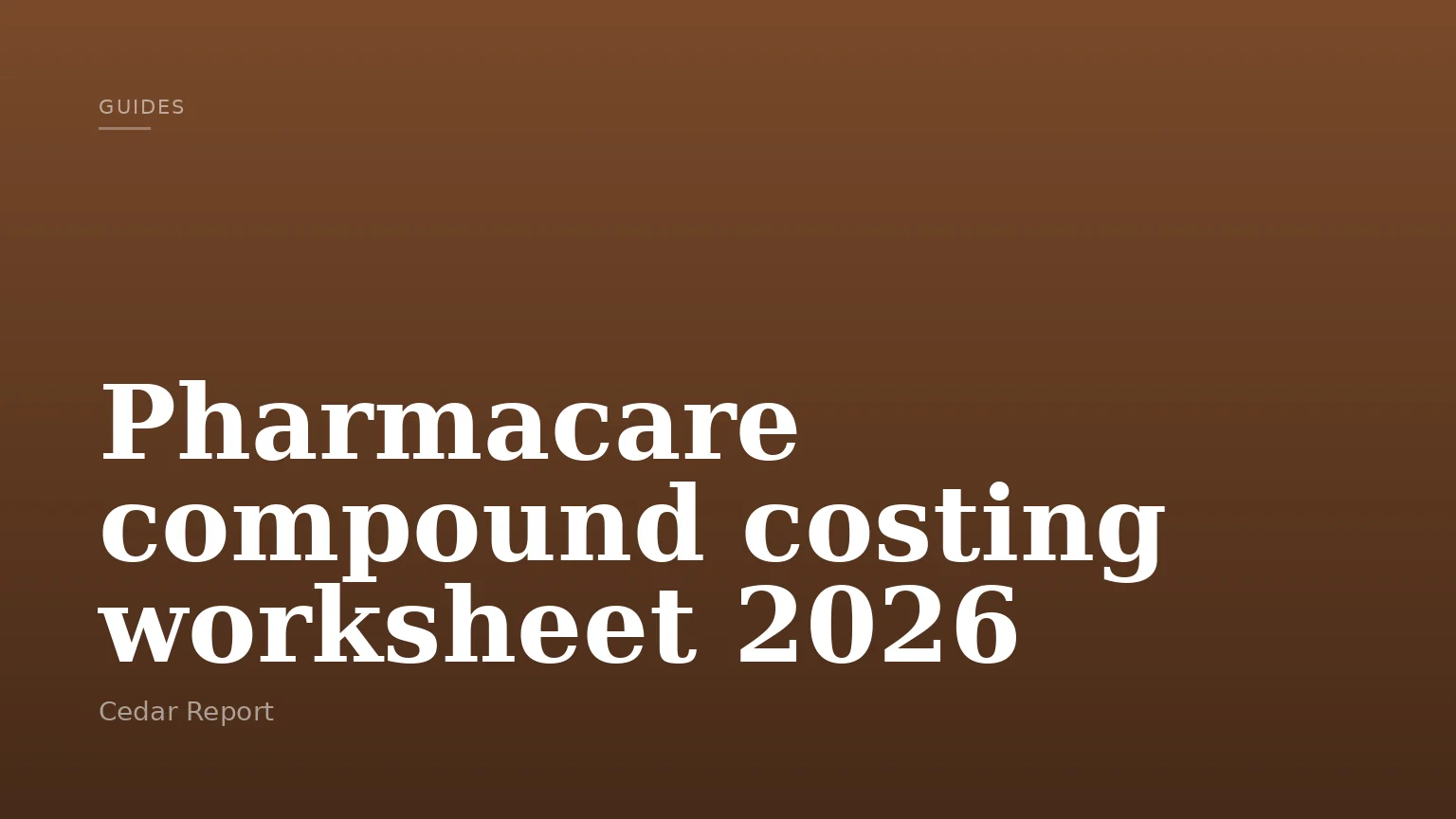 Pharmacare compound costing worksheet 2026