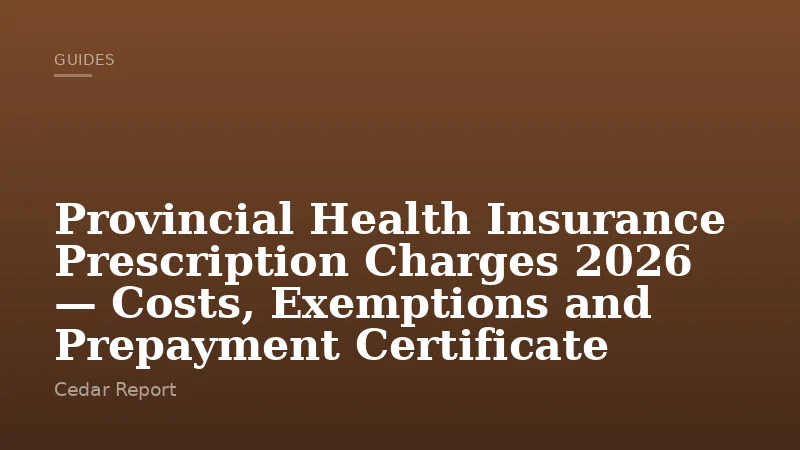 Provincial Health Insurance Prescription Charges 2026 — Costs, Exemptions and Prepayment Certificate