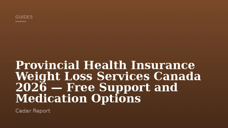 Provincial Health Insurance Weight Loss Services Canada 2026 — Free Support and Medication Options
