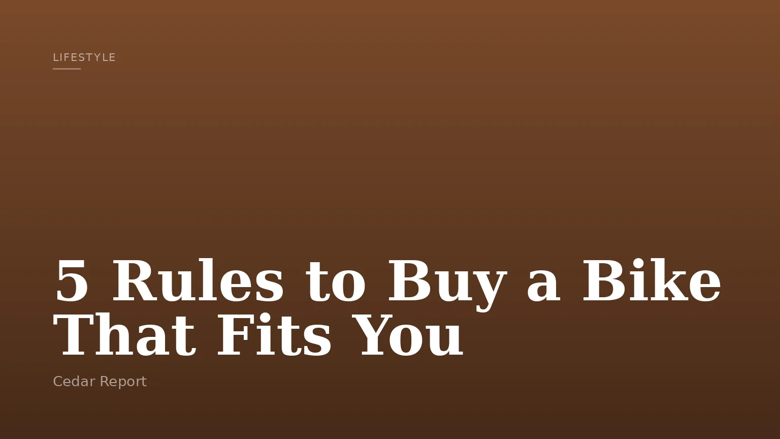 5 Rules to Buy a Bike That Fits You
