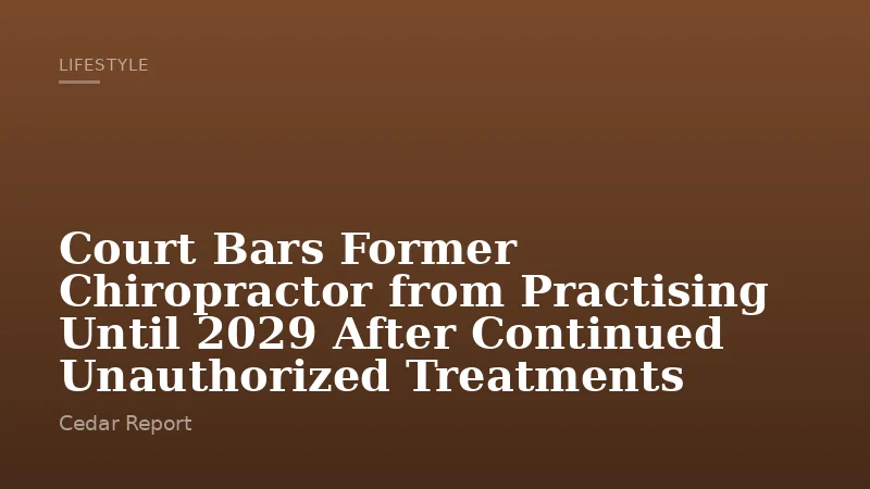 Court Bars Former Chiropractor from Practising Until 2029 After Continued Unauthorized Treatments