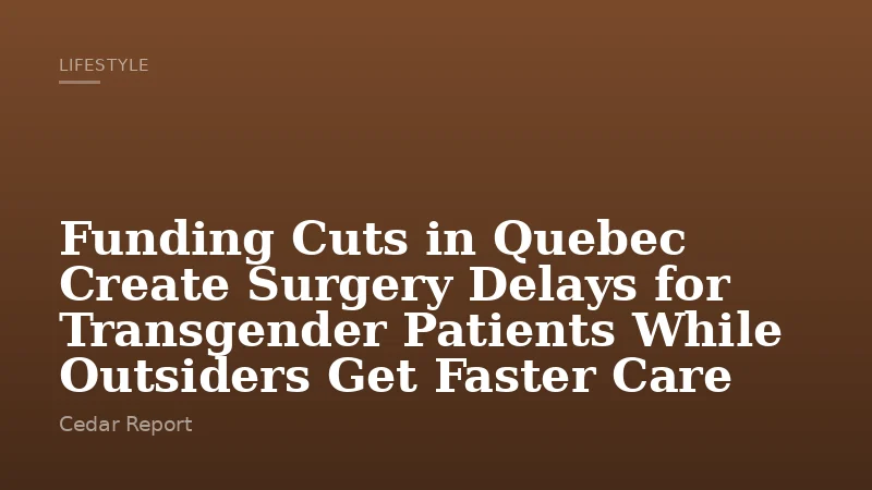 Funding Cuts in Quebec Create Surgery Delays for Transgender Patients While Outsiders Get Faster Care