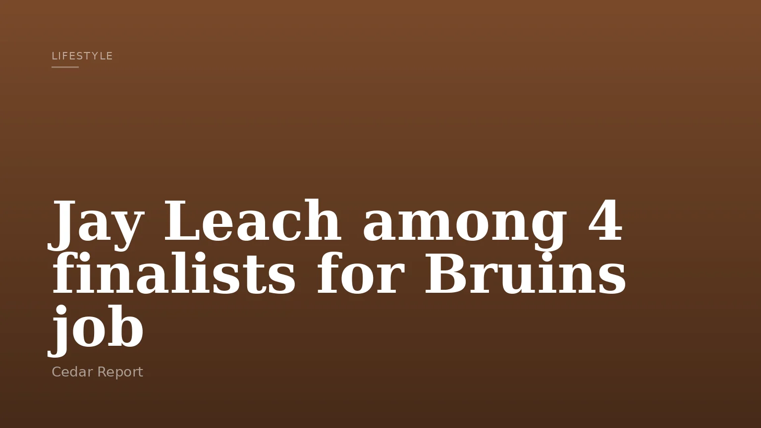 Jay Leach among 4 finalists for Bruins job