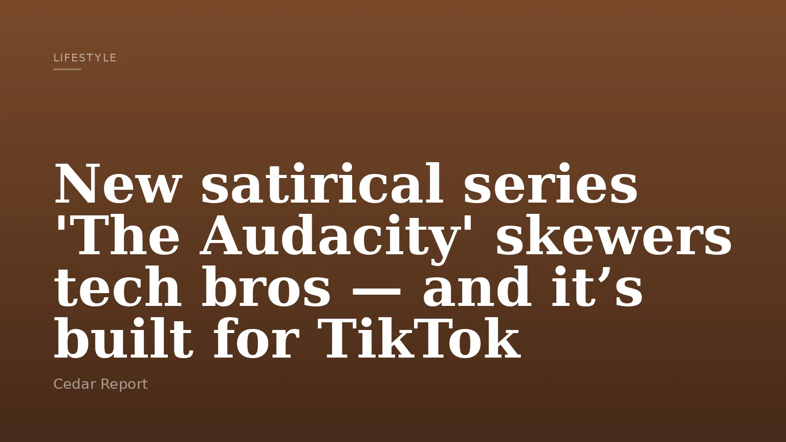 New satirical series 'The Audacity' skewers tech bros — and it’s built for TikTok