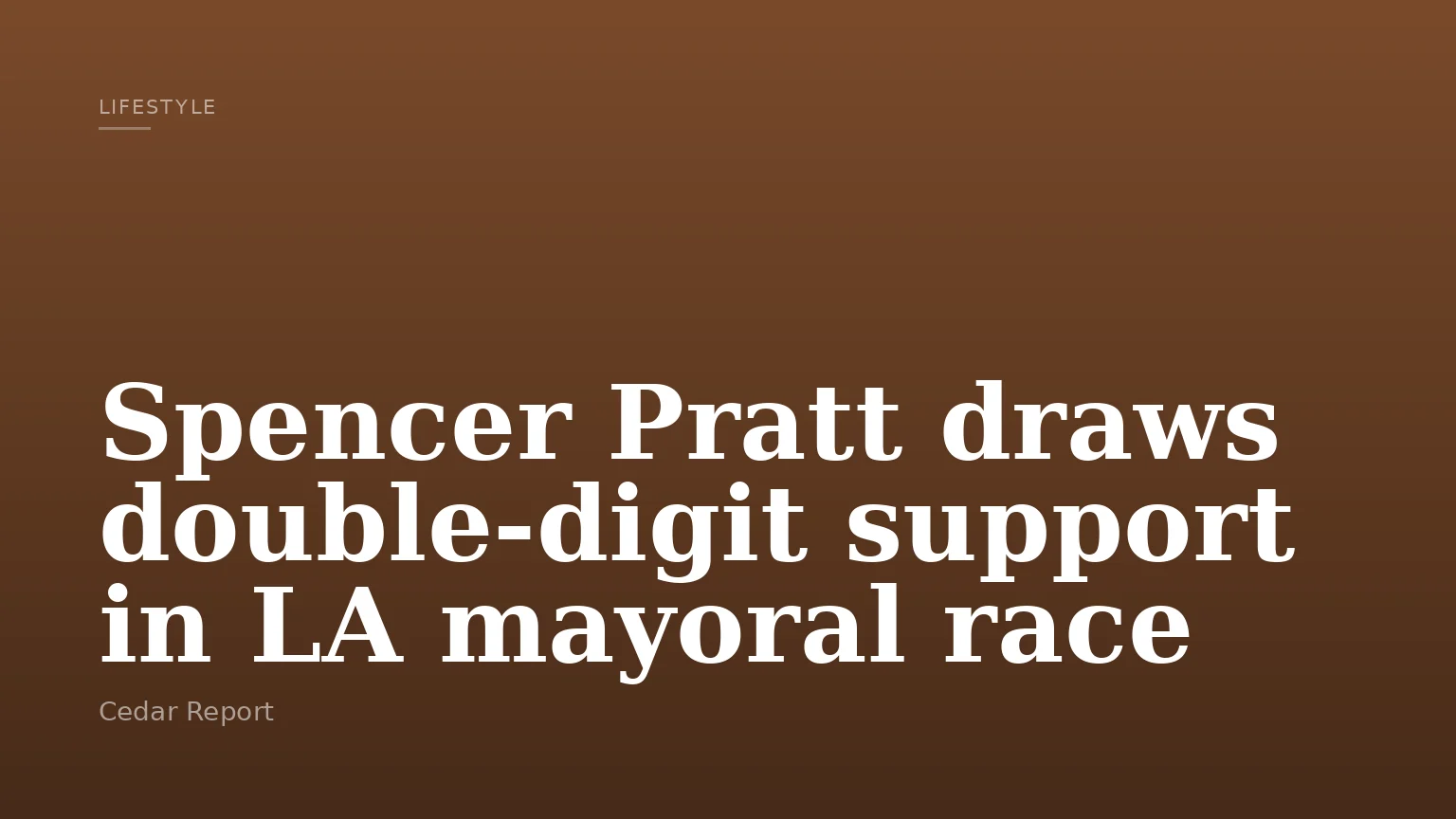 Spencer Pratt draws double-digit support in LA mayoral race