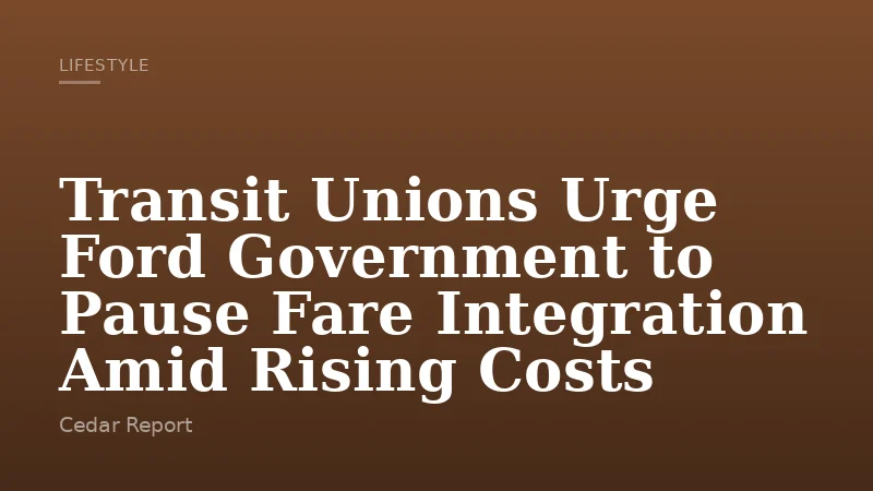 Transit Unions Urge Ford Government to Pause Fare Integration Amid Rising Costs