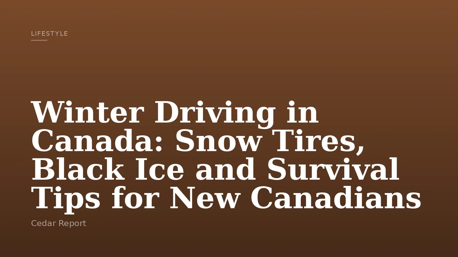 Winter Driving in Canada: Snow Tires, Black Ice and Survival Tips for New Canadians