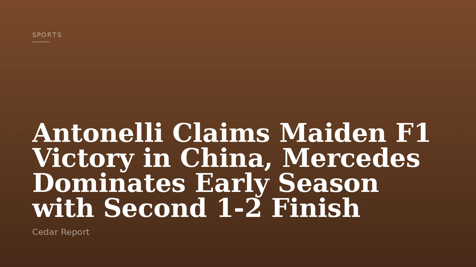 Antonelli Claims Maiden F1 Victory in China, Mercedes Dominates Early Season with Second 1-2 Finish