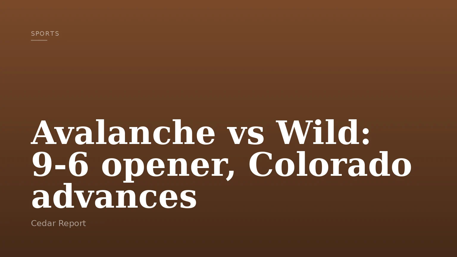 Avalanche vs Wild: 9-6 opener, Colorado advances