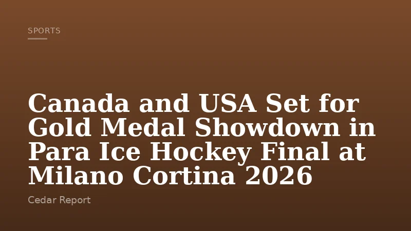 Canada and USA Set for Gold Medal Showdown in Para Ice Hockey Final at Milano Cortina 2026
