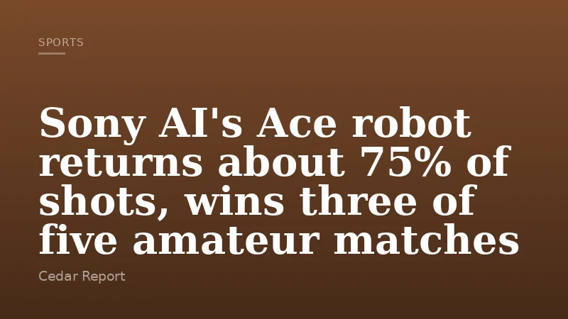 Sony AI's Ace robot returns about 75% of shots, wins three of five amateur matches