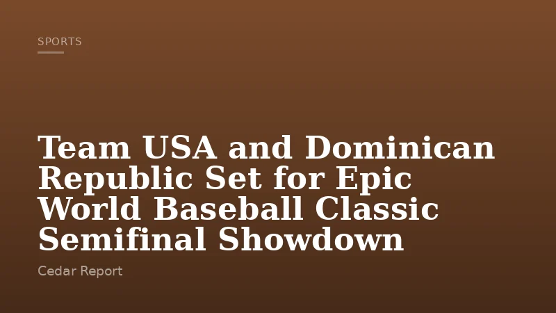 Team USA and Dominican Republic Set for Epic World Baseball Classic Semifinal Showdown