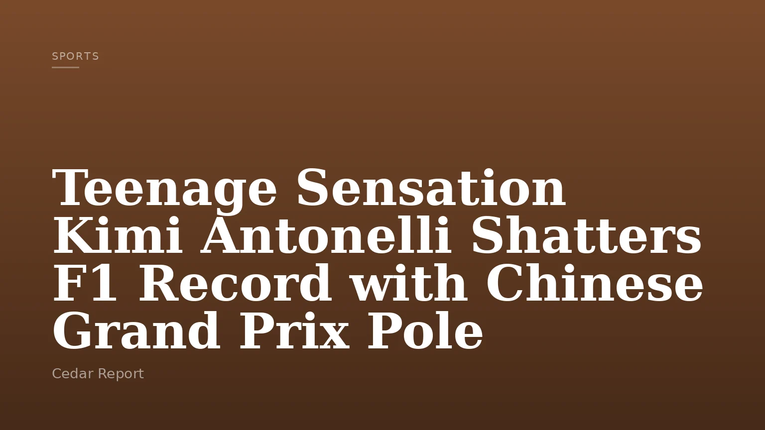 Teenage Sensation Kimi Antonelli Shatters F1 Record with Chinese Grand Prix Pole