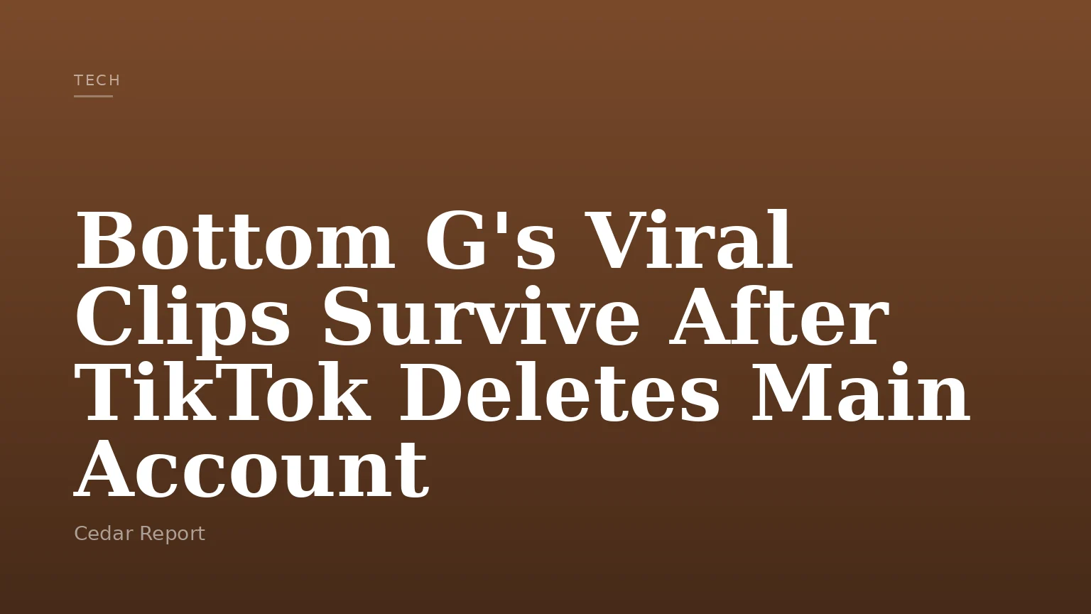 Bottom G's Viral Clips Survive After TikTok Deletes Main Account
