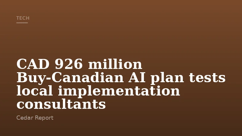 CAD 926 million Buy-Canadian AI plan tests local implementation consultants