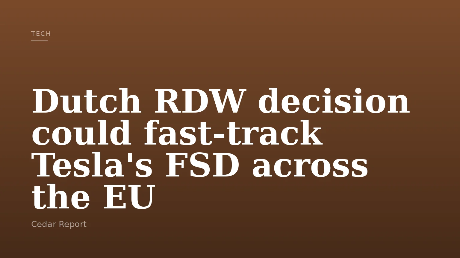 Dutch RDW decision could fast-track Tesla's FSD across the EU