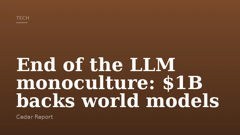 End of the LLM monoculture: $1B backs world models