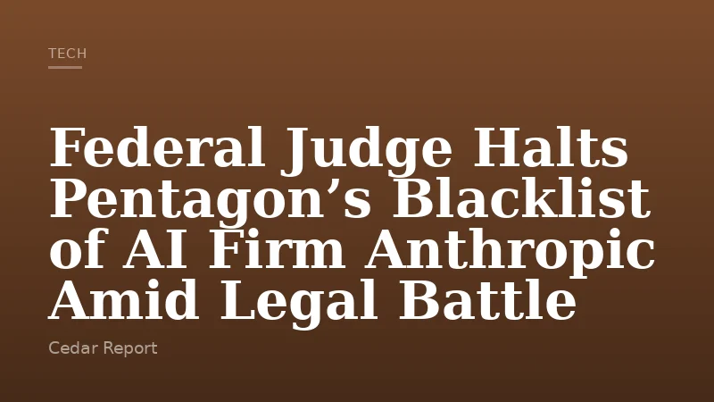 Federal Judge Halts Pentagon’s Blacklist of AI Firm Anthropic Amid Legal Battle